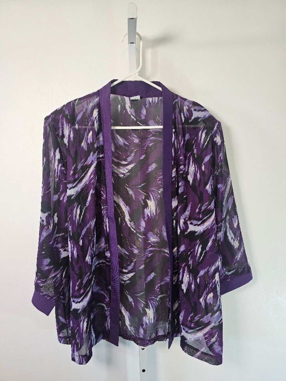 Salon Studio Jacket Kimono Purple Open Evening Boho Abstract 2XL